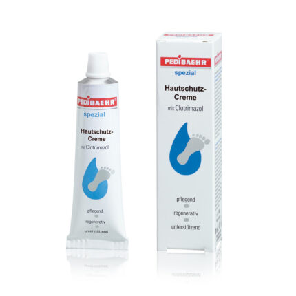 Crema con clotrimazoloPer pelli sensibili a funghi e micosiCrema protettiva per la pelle dei piedi con clotrimazolo.Previene e limita le micosi dei piedi. Favorisce la rigenerazione della pelle.Effetto regolatore dell'idratazione.Principi attivi: 	olio di jojoba - idratante
