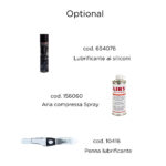 condensa e/o umidità devono essere rimossi con particolare attenzione anche nelle parti clave o di giuntura. Diversamente potrebbero insorgere formazioni di ruggine che possono corrodere l'acciaio anche in tempi brevi.Contenuto1 X 150042 (Tronchese)Complementi manutenzione156060 - Aria compressa spray654076 - Lubrificante ai siliconi10416 - Penna lubrificante