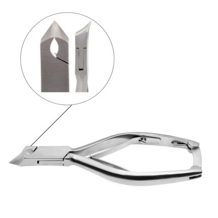 Taglio quarto di luna 15 mmTronchese in acciaio inox autoclavabile.Dotato di molla doppia.Pulizia e Sterilizzazione: 	Pulire accuratamente le tronchesi.Se si utilizzano detergenti specifici