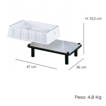 Trattamenti piediGradino poggia bacinella regolabile in tutte le posizioni.Adatto per trattamenti ai piedi.Può essere abbinato a qualsiasi tipo di seduta o poltrona.Specifiche tecnicheDimensioni: Lungh. 360 x Largh. 465 x H 180 mmPeso: 4