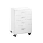 <strong>Carrello Margherita<br /></strong><i>Quattro cassetti; Ruote piroettanti</i><br /><br />Elegante e moderno carrello realizzato in legno verniciato bianco. Dotato di 4 cassetti per conservare gli accessori nei centri di bellezza. Totale mobilità grazie alle 4 ruote piroettanti.<br /><br /><strong>Specifiche tecniche<br />Dimensioni</strong>: 460 x 330 x 665 (h) mm<br /><strong>Peso</strong>: 21 kg<br /><strong>Portata massima</strong>: 30 Kg<br /><strong>Colore</strong>: bianco<br /><strong>Materiale</strong>: legno<br /><br /><strong>Dimensioni packaging</strong>: 69