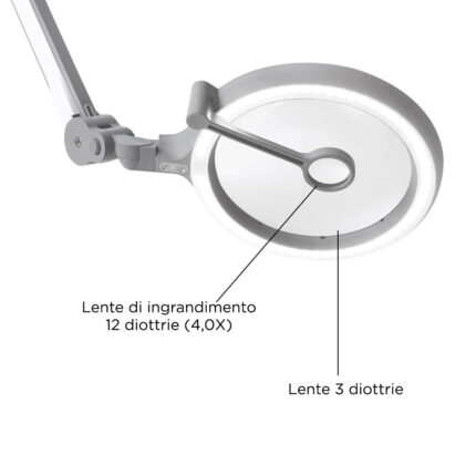 4 step dimmerLente luminosa LED con design moderno ed ergonomico.Dispone di una lente acrilica grande e leggera che offre un ampio campo visivo.Dotata di: