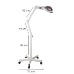 2400 LUX.Specifiche tecnicheDimensioni stativo: Ø 700 x 830 mmDimensioni braccio: 480 x 520 x 150 mmDimensioni lente: Ø 170 mmPeso: 12