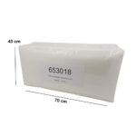 in pura cellulosa.Ideale per uso quotidiano. 	Pratico; 	igienico; 	assorbente; 	resistente anche bagnato.Specifiche tecnicheDimensioni: 35x67 cmMateriale: pura cellulosaCapacità: 60 pezziContenuto653018 ( Asciugamano carta secco 35x67 cm ).