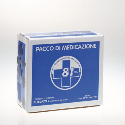 Pacco ricarica Pronto Soccorso smallscatola contenente gli articoli di Pronto SoccorsoScatola in cartone contenente gli articoli previsti da decreto 388.Specifiche tecniche:Materiale: in cartoneContenuto1 X 654053 (Pacco ricarica pronto soccorso small);2 X paia di guanti sterili (misura Large);1 X flacone da 125 ml di soluzione cutanea di iodopovidone al 10% di iodio;1 X sacca di soluzione fisiologica (sodio cloruro 0