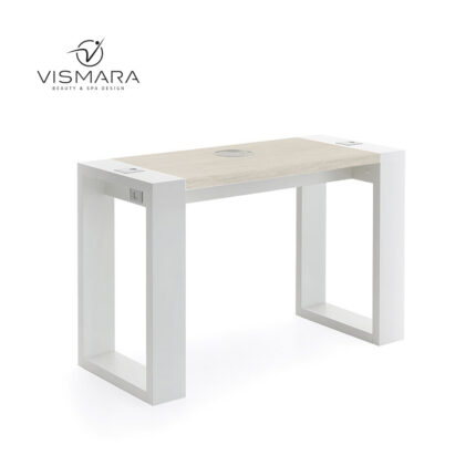 TAVOLO LIVING CON FORO NOCE BIANCO V22 per centri estetici