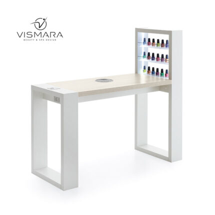 TAVOLO LIVING LED CON FORO NOCE BIANCO V22 per centri estetici