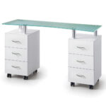 TAVOLO MANICURE VETRO 2 CASSETTIERE per centri estetici