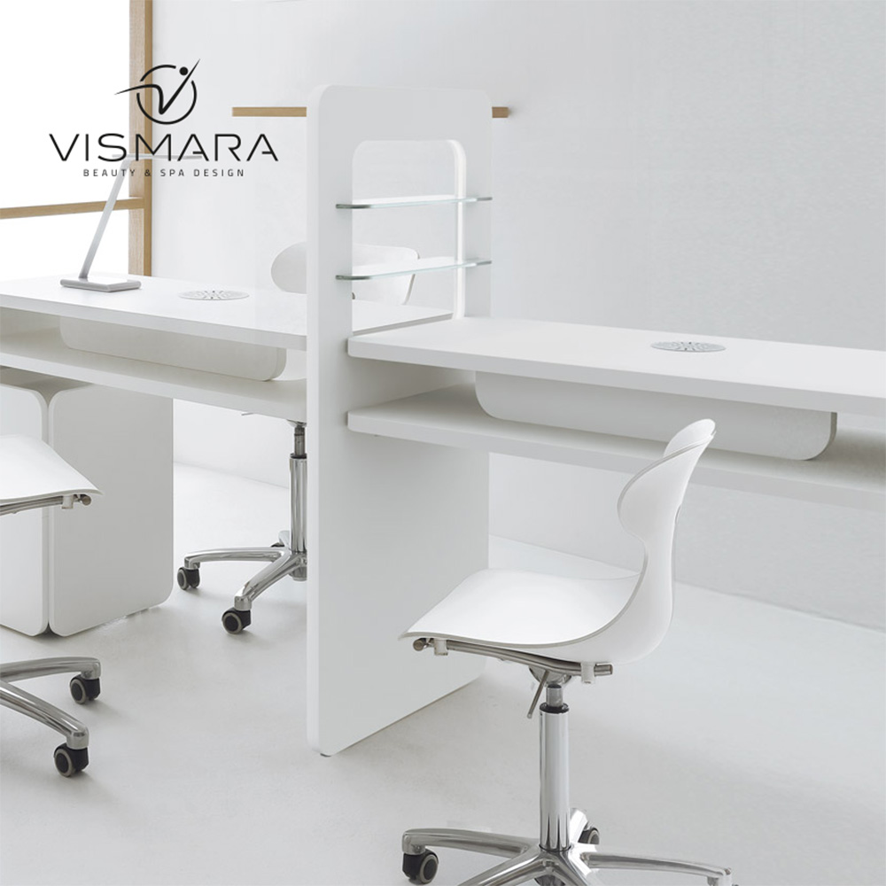 TAVOLO NAT LED DOPPIA POSTAZIONE BIANCO OPACO CON FORO - Forniture professionali per centri estetici e spa TAVOLO NAT LED DOPPIA POSTAZIONE BIANCO OPACO CON FORO per centri estetici
